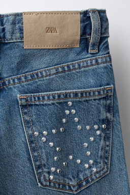 WIDE-LEG JEANS WITH RHINESTONE STARS - Zara фото 4
