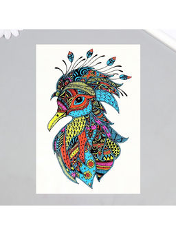 Переводная тату на тело цветная Птица в узорах, неон, 26?14.5 см