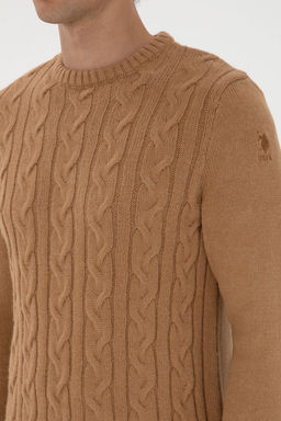 Erkek Regular Fit Bisiklet Yaka Camel Kazak - U.s. polo assn фото 14