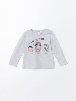 Bisiklet Yaka Bask?l? K?z ?ocuk Ti??rt