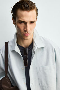 CAMISA BOXY FIT BOLSILLO / Verde agua - Zara фото 7