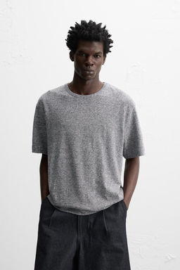 STRIPED COTTON - LINEN T-SHIRT - Zara фото 2