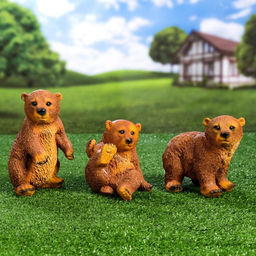 Садовая фигура из полистоуна «Мишки бурые», 42×18×24 см, набор 3 шт.