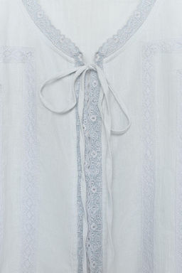 CAMISA GASA BORDADOS / Azul pastel - Zara фото 6