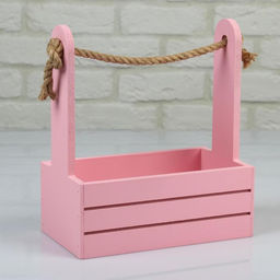 Набор кашпо деревянных 2 в 1 (251530; 211223 см) Dear, ручка канат, розовый - Дарим красиво фото 2