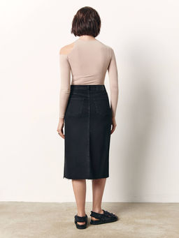 CONTE CON-611 Джинсовая юбка-midi с разрезом и необработанным краем black - Conte elegant фото 2