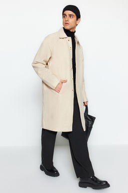 TRENDYOL MAN Vizon Unisex Regular Fit Yun Kar?s?ml? Kase K?sl?k Kaban TMNAW24KB00004