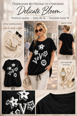 Нарядная футболка Graphic Bloom арт. А1025