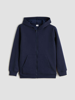 Kap??onlu Erkek ?ocuk Kal?n Fermuarl? Sweatshirt
