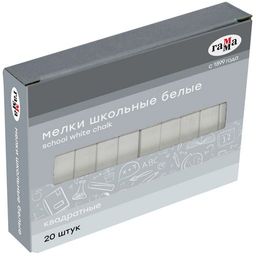 Набор мелков белых Гамма 20шт. (2308195) мягкие, квадратные
