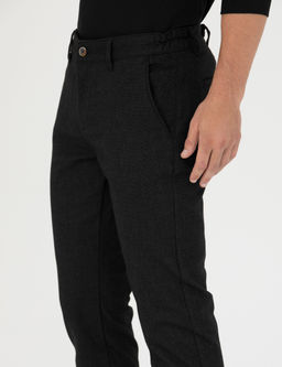 Siyah Slim Fit Beli Lastikli Kanvas Pantolon