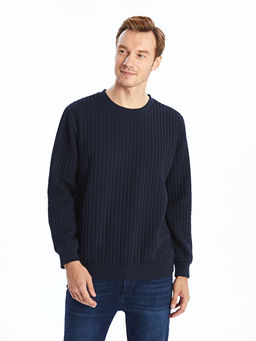 Bisiklet Yaka Uzun Kollu Erkek Sweatshirt