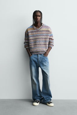 OPENWORK STRIPED SWEATER