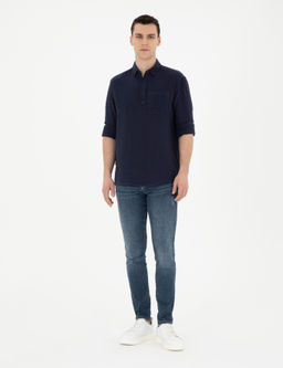 Рубашка Pierre Cardin Comfort Fit темно-синяя с длинным рукавом