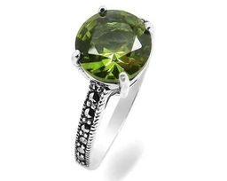 Кольцо из серебра марказит, султанит, SL-AGA721