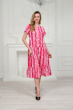Платье женское из кулирки Кармелита малиновая роза