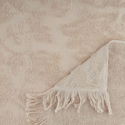 Полотенце махровое "Королевский шик" 90х180см, хлопок 100%, с бахромой, кремовый (Китай)