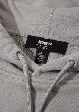 Mavi Logo Bask?l? Kapusonlu Gri Sweatshirt  фото 8