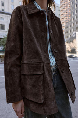 100% LEATHER SUEDE JACKET - Zara фото 16