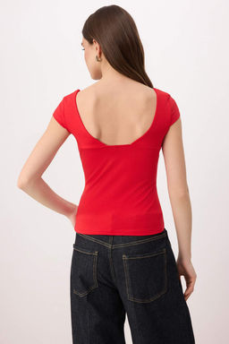 Trendyolmilla Ekru Kalp Yaka Vucuda Oturan Pamuklu Esnek Orme Bluz TWOSS24BZ00113  фото 24
