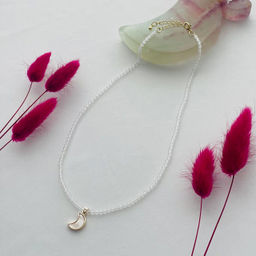 Бусы из Горного Хрусталя с перламутровой подвеской "Месяц" 43 см +