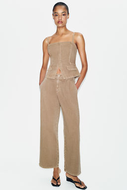 JEANS Z1975 WIDE LEG TIRO MEDIO PINZAS / Camel claro - Zara фото 6