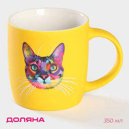 Кружка фарфоровая Доляна Котик, 400 мл  фото 7
