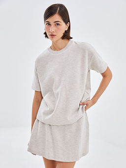 Bisiklet Yaka D?z K?sa Kollu Kad?n Triko Kazak