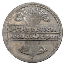 Монета 50 пфеннигов 1919 года J Германия