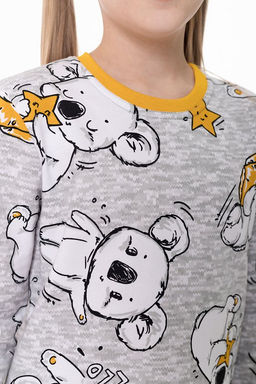 Сорочка с длинным рукавом начес М225110сж серый/желтый