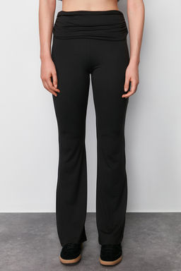 Siyah Yumusak Kumasl? Bel Detayl? Flare/Ispanyol Paca Pantolon TWOSS24PL00120 - Trendyolmilla фото 4