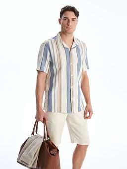 Regular Fit K?sa Kollu ?izgili Erkek G?mlek