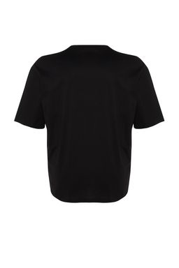 Buyuk Beden Siyah Oversize/Genis Kesim Rahat Basic %100 Pamuklu T-Shirt TMNSS23TS00139