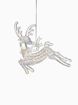 Ёлочная игрушка Зимнее волшебство. Олень резной, 10.512 см, прозрачный перламутр  фото 12