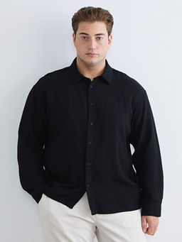 B?y?k Beden Rahat Kal?p Uzun Kollu M?slin Erkek G?mlek