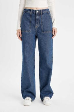 Wide Leg Kargo Yuksek Bel Uzun Jean Pantolon