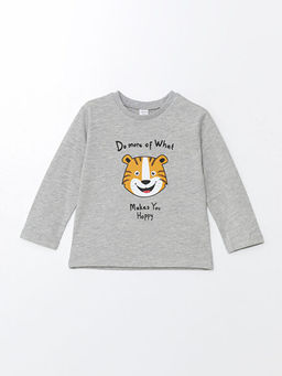 Bisiklet Yaka Uzun Kollu Bask?l? Erkek Bebek Ti??rt