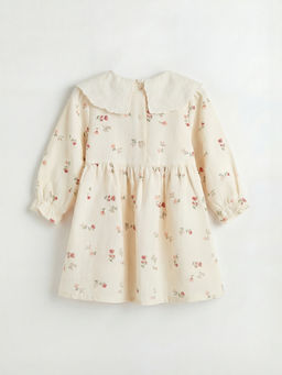 Bebe Yaka ?i?ek Desenli K?z Bebek Gabardin Elbise
