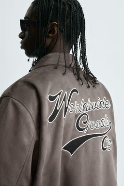 FAUX SUEDE JACKET WITH PATCH AND EMBROIDERY DETAIL - Zara фото 6