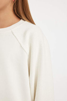 Базовый однотонный свитшот с круглым вырезом для девочек Relax Fit - Defacto фото 5