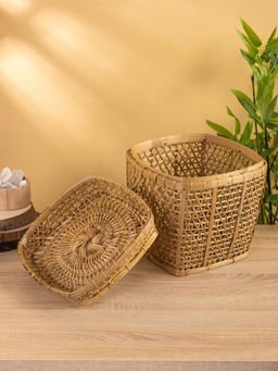 Корзина плетёная «Баскет», 27×27×37 см, бамбук, светлая