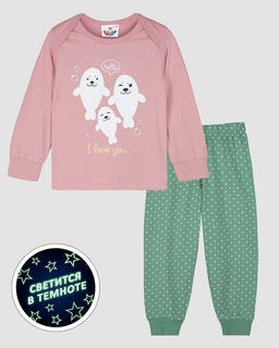 Пижама для девочки (джемпер+брюки) 91262 пыльная роза/оливковый 650 Lets go - Let's go фото 9