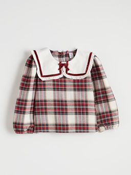 Bebe Yaka Ekose K?z ?ocuk Bluz ve Pantolon