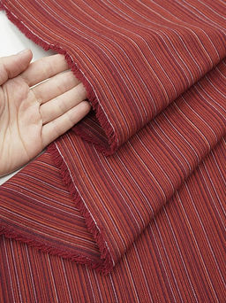 Пестрядь этнограф. под домоткань Бордово-терракотовый меланж-полоска, ш.1.55м, хл-100%, 205гр/м.кв - Купава фото 5