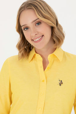 Женская желтая базовая рубашка с длинным рукавом - U.s. polo assn фото 16