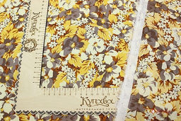 Мерный лоскут (ткань в отрезах) - Штапель Цветочные узоры цв.горчичный, ш.1.44м, вискоза-100% - Купава фото 4