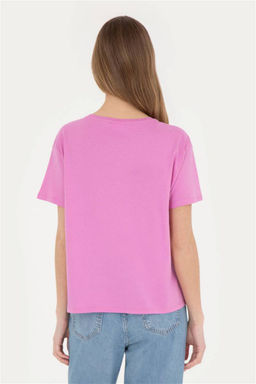 Женская фиолетовая футболка с круглым вырезом - U.s. polo assn фото 5