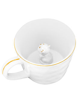 Кружка 300 мл 14*10*7,5 см Котенок с фигуркой внутри, белый с золотом, фарфор - Elan gallery фото 5