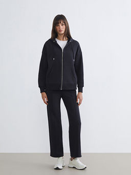 Oversize Kad?n Kal?n Fermuarl? Sweatshirt