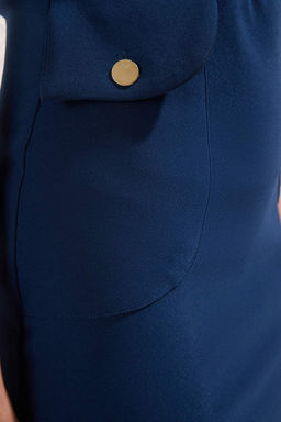 TRENDYOLMILLA Petrol Kemerli Vucudu Saran Cep Detayl? Mini Dokuma Elbise TWOSS23EL02037  фото 3